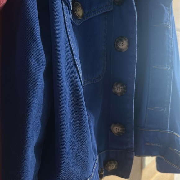 Free People Bright Royal Blue Denim Jacket Size XS Buttons and Pockets - Picture 3 of 5